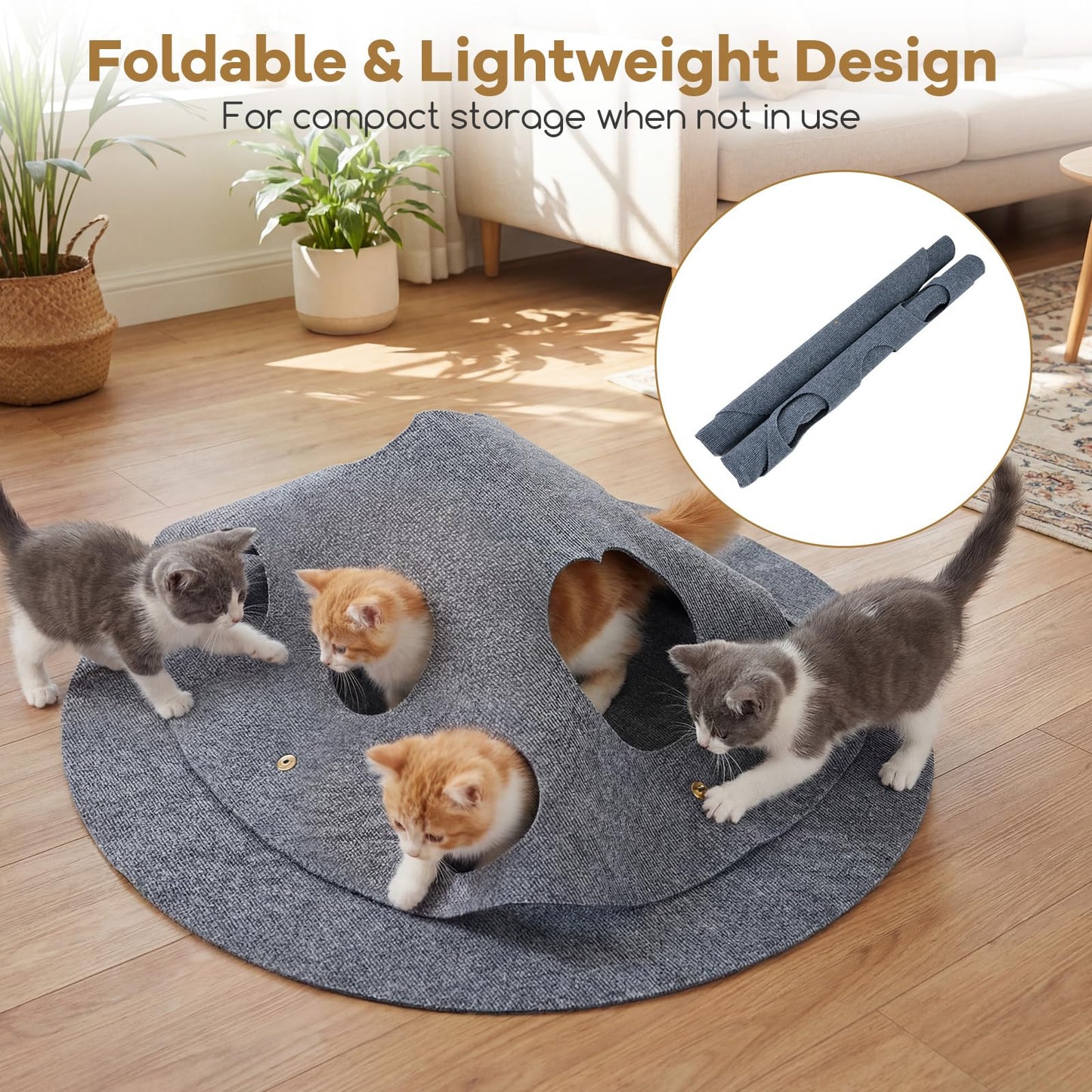 Tangkula Grand tapis tunnel rond de 102 cm pour chats d'intérieur