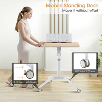 Tangkula Mobile Standing Desk, Height Adjustable Sit to Stand Desk with Detachable Holder