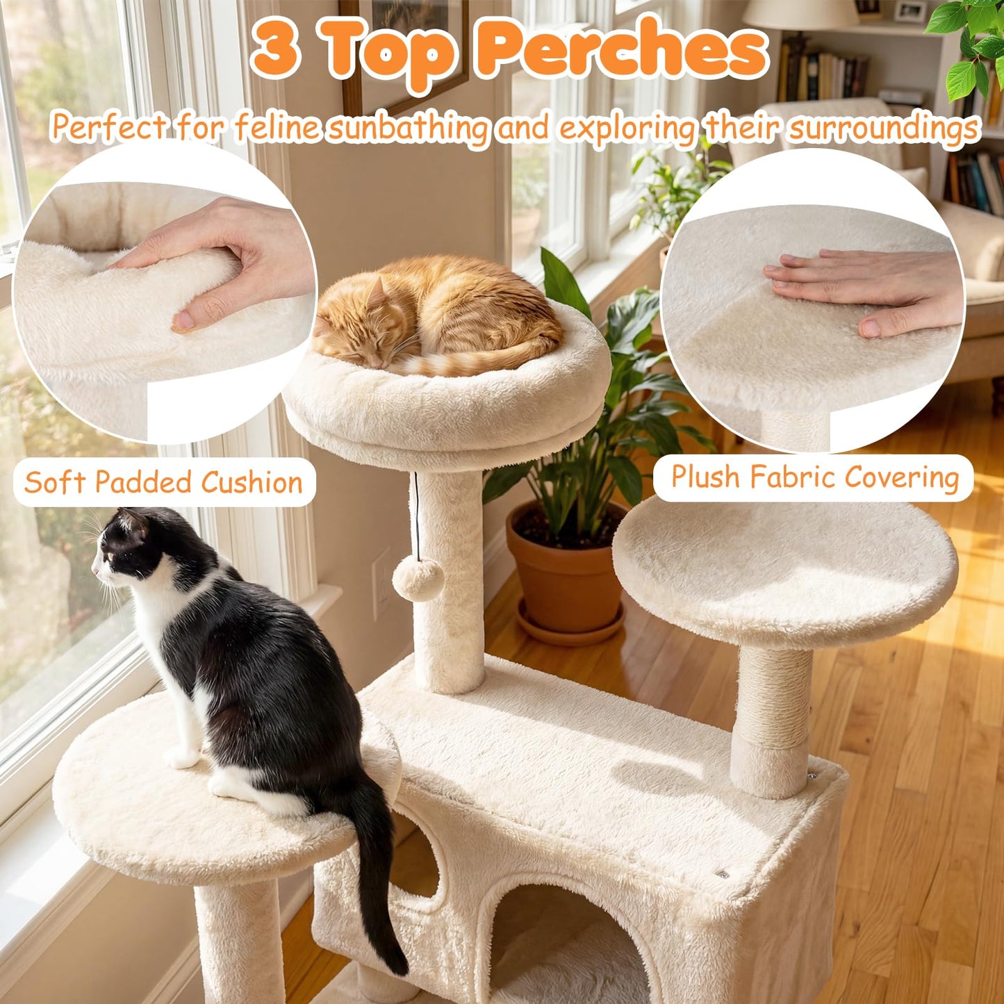Tangkula 52 Inch Multi-Level Cat Tower with Sisal Scratching Posts