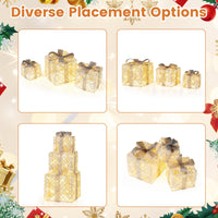 Tangkukla 3 Pack Christmas Lighted Gift Box, Pre-Lit Festive Boxes w/ 50 LED Lights