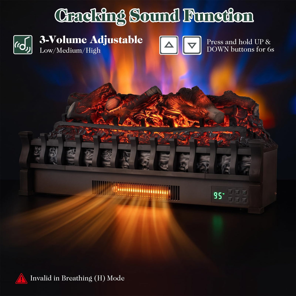 Tangkula 30" WiFi Fireplace Insert Lemonwood Set with Cracking Sound