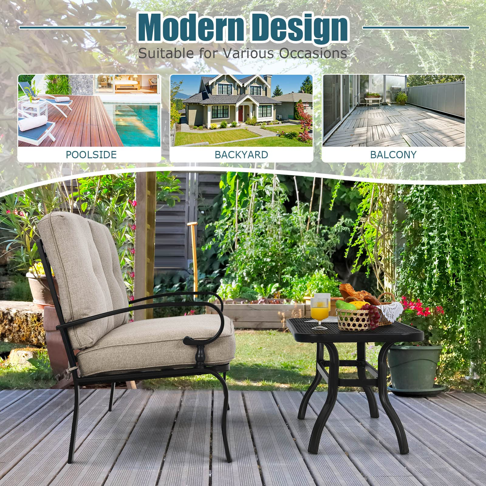 Patio Loveseat with Table Set - Tangkula