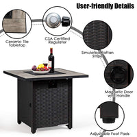 Ensemble de meubles de patio 7 pièces Tangkula avec table brasero, table brasero au propane 30 pouces 50 000 BTU