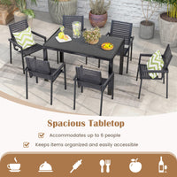 Table à manger rectangulaire en osier Tangkula pour 6 personnes, plateau en rotin de 48 pouces et cadre en métal robuste (marron mélangé)
