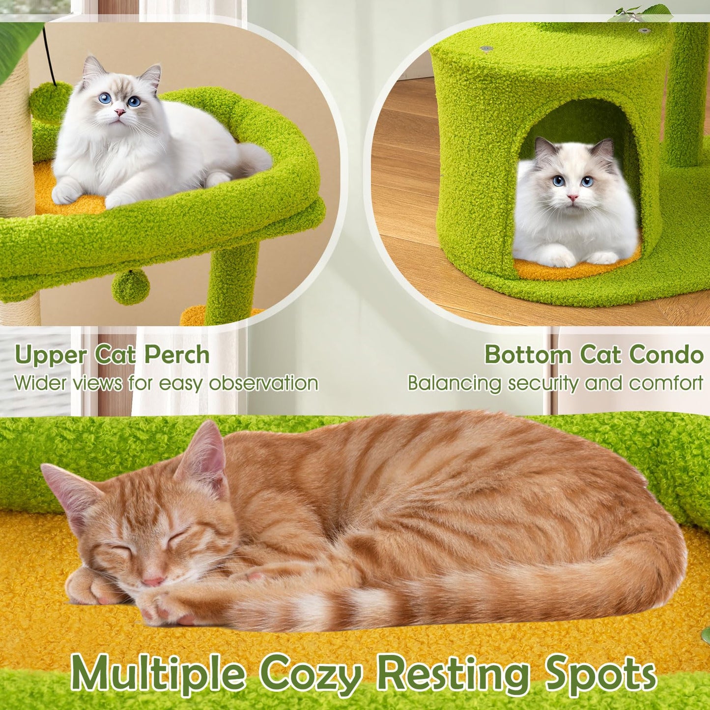 Arbre à chat Tangkula 48"H Palm mignon avec poteaux à griffer en sisal et perchoir supérieur rembourré