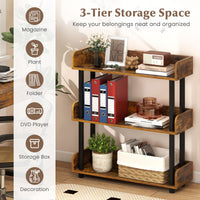 Tangkula 3-Tier Bookshelf Multipurpose Wood Standing Display Rack(1/2)