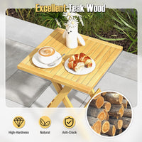 Tangkula Patio Folding Side Table, Teak Wood Square Coffee Table