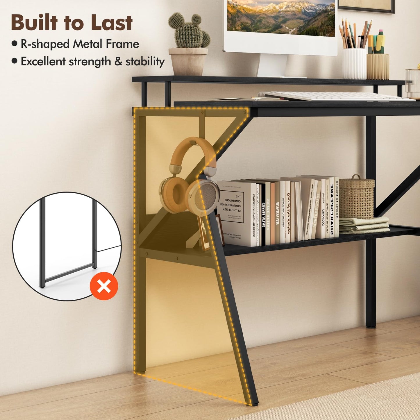Tangkula 2 Tier Computer Desk w/Monitor Stand
