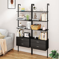 Tangkula Ladder Bookshelf with Storage Wall Mount Storage Bookcase(1/2)