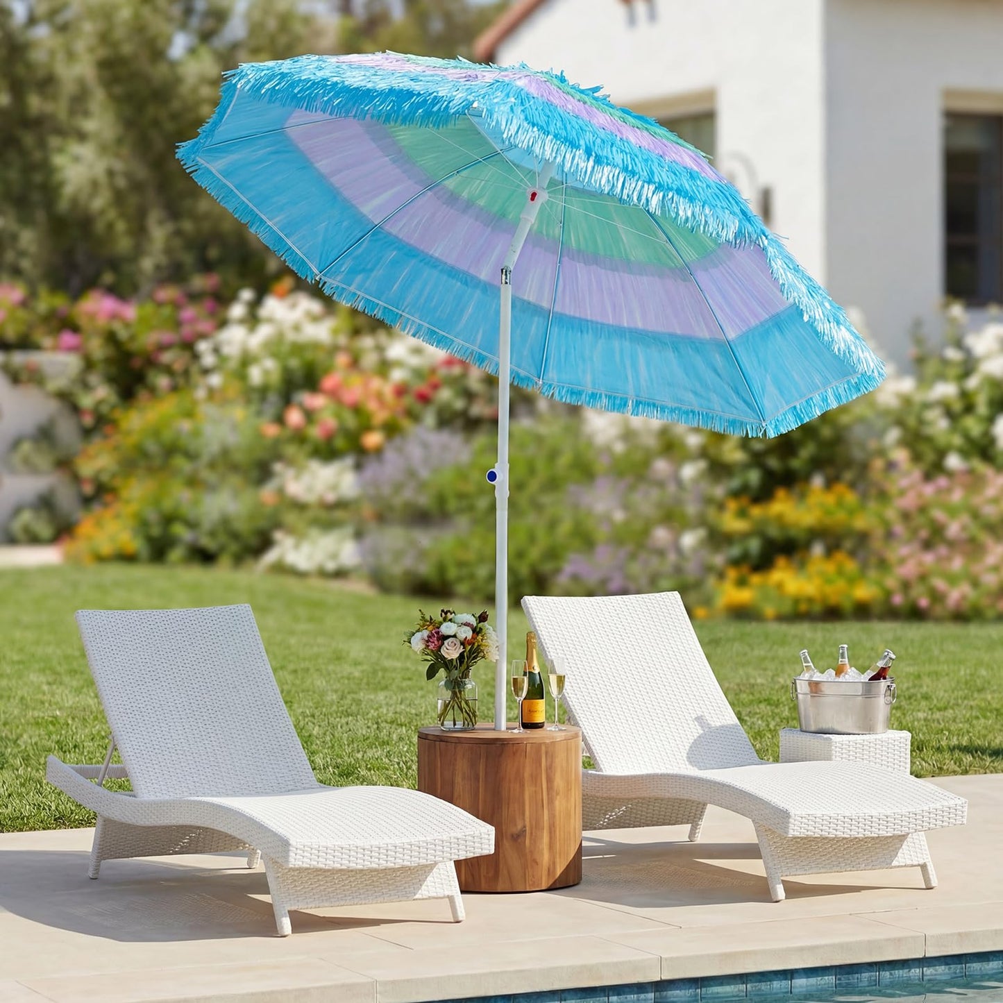 Tangkula 6FT Tiki Patio Umbrella with Carrying Bag