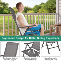 Tangkula Patio Dining Chairs, No Assembly Needs, Portable Folding Patio Chairs with 7-Position Adjustable Backrest and Aluminium Frame