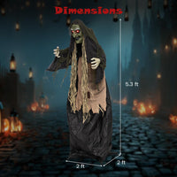 Tangkula 5.3 FT Halloween Animatronics Standing Hunchback Witch Decorations