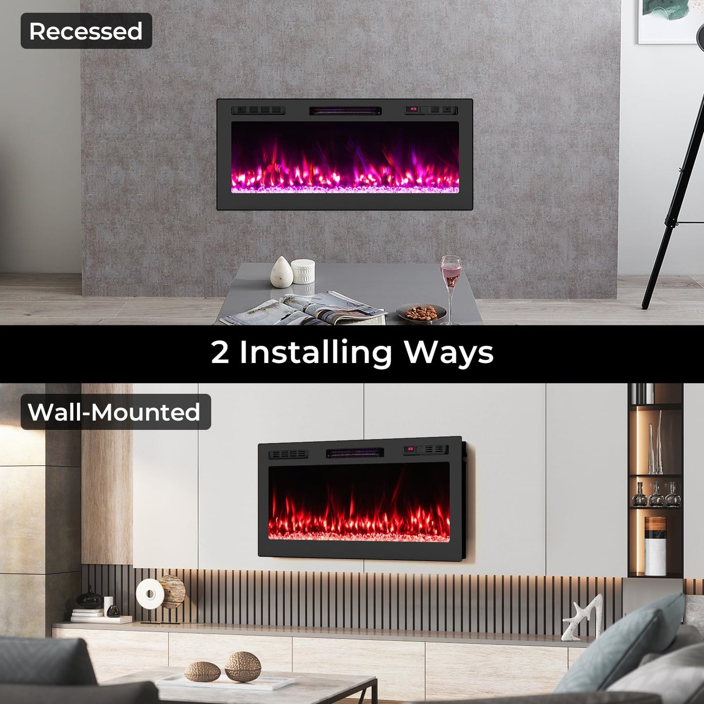 Tangkula 42” Wi-Fi Enabled Electric Fireplace