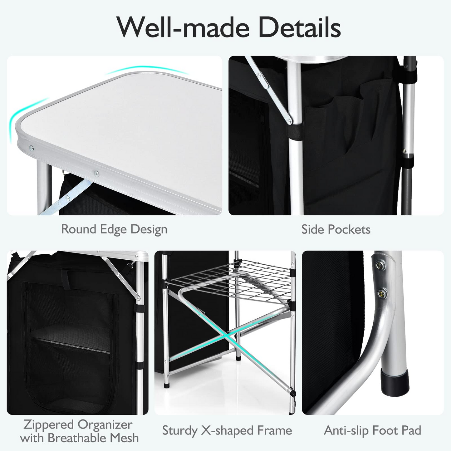 Tangkula Folding Camping Table, 2-Tier Aluminum Camping Kitchen Table