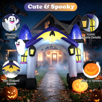 Tangkula 10 FT Halloween Lighted Inflatable Haunted House Castle Archway