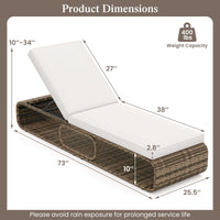Tangkula Outdoor Chaise Lounge Chair with Adjustable Backrest