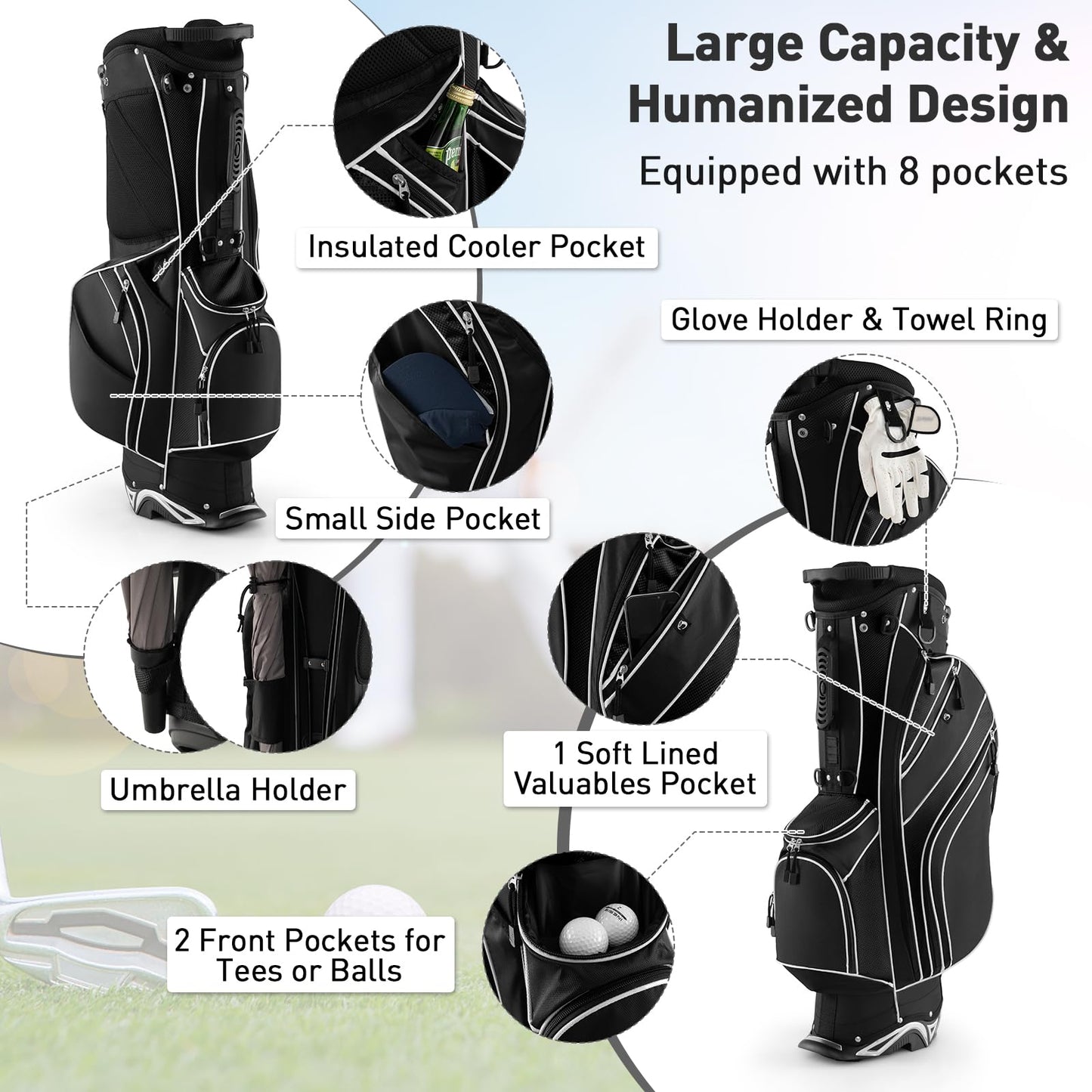 Tangkula Ensemble complet de 10 clubs de golf pour homme, droitier