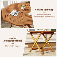 Table de salle à manger Tangkula en bois pour patio avec trou pour parasol de 5 cm