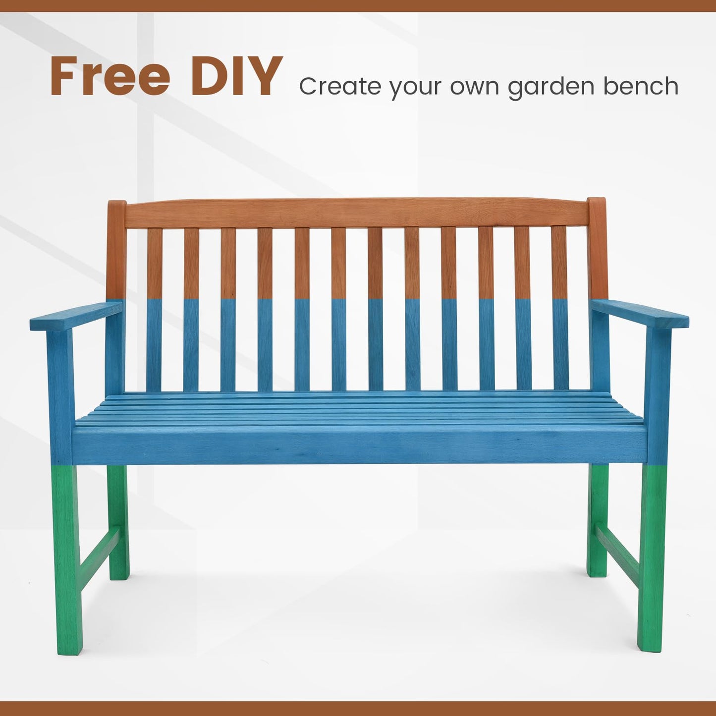 Tangkula Outdoor Garden Bench 2-Person Eucalyptus Wood Bench
