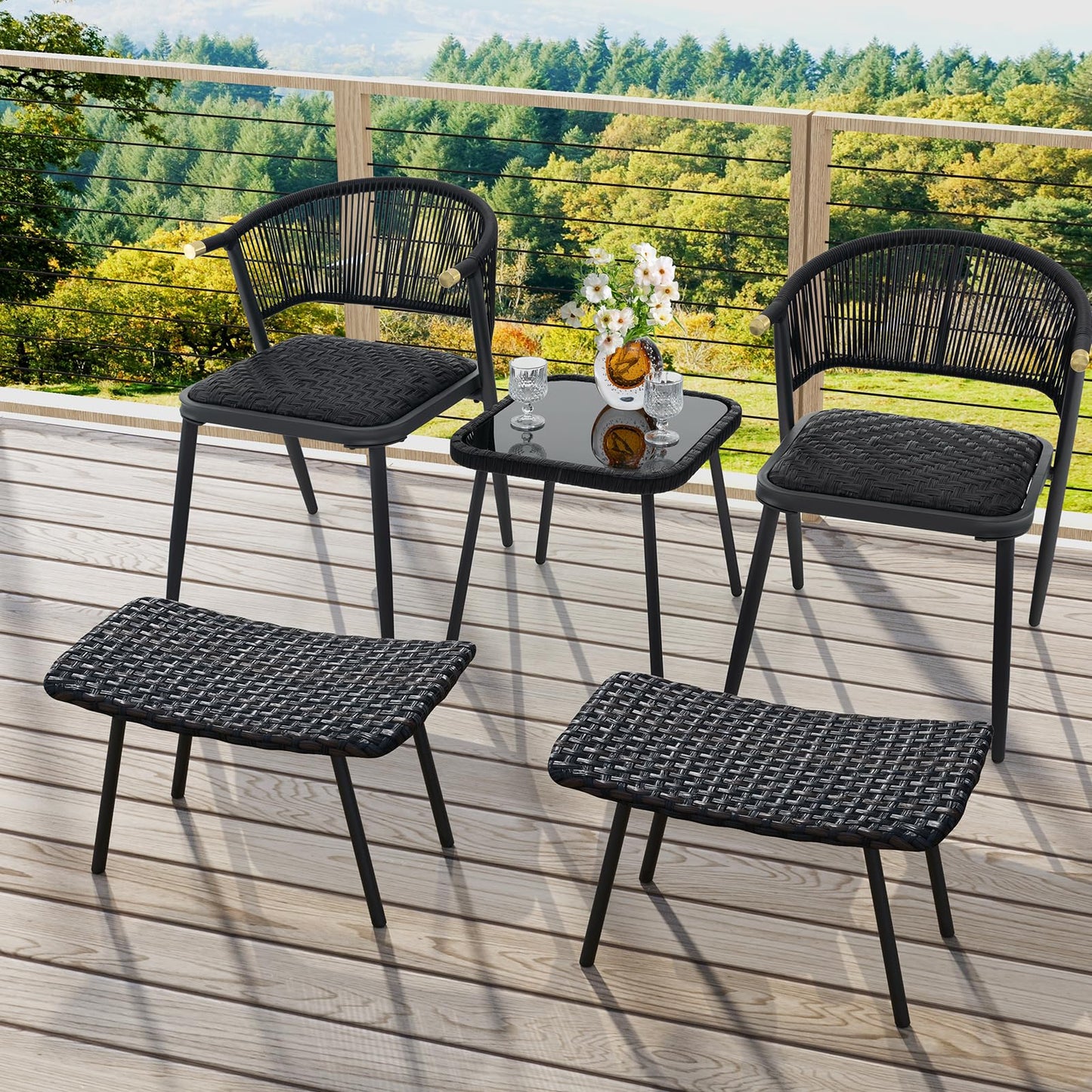 Tangkula Set of 2 Patio Ottomans
