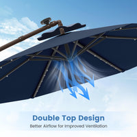 Tangkula 10FT Hanging Offset Umbrella with 32 LED Lights