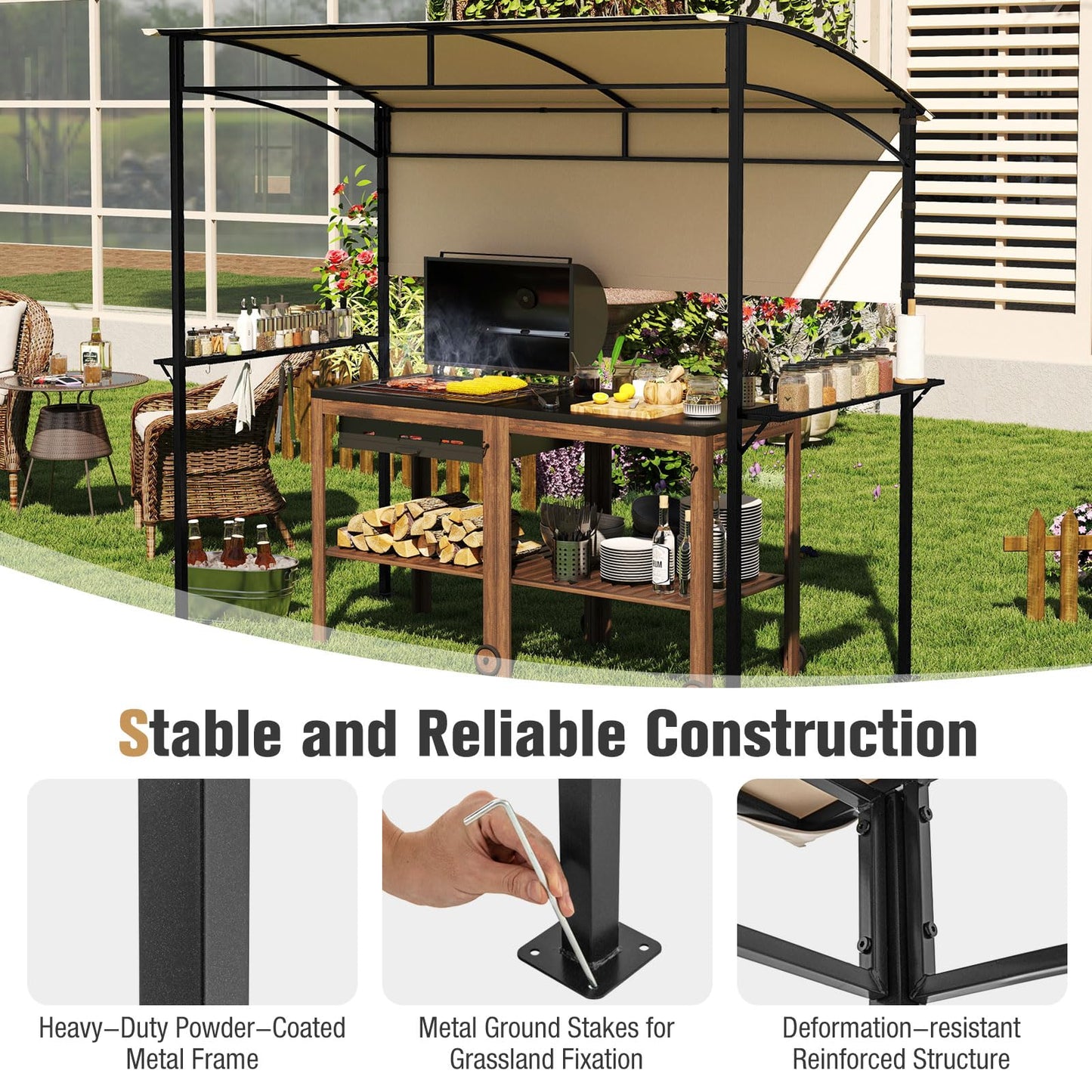 Tangkula 7.8 x 4.4 FT Grill Gazebo