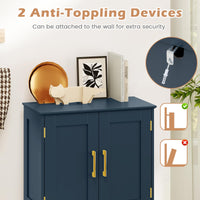 Tangkula 43.5" H Freestanding Pantry Cabinet with 4 Doors and 2 Adjustable Shelves