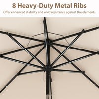 Tangkula 10FT Solar LED Patio Umbrella 2-Tiers Scalloped Outdoor Table Market Umbrella