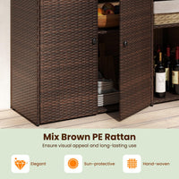 Tangkula Rattan Outdoor Storage Cabinet for Patio Garden Poolside