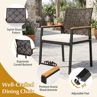 Tangkula Wicker Patio Chairs Set of 4 Hand-Woven PE Rattan Outdoor Chairs