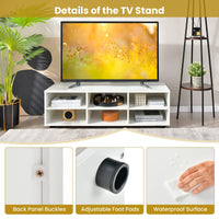 Tangkula 6 Cubby TV Stand for TVs up to 55 Inches, White Wood Entertainment Center with 6 Storage Cubbies & 5 Positions Adjustable Shelves