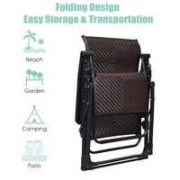 Tangkula Rattan Zero Gravity Chair, Outdoor Adjustable Folding Lounge Chair with Widened Armrest & Locking System