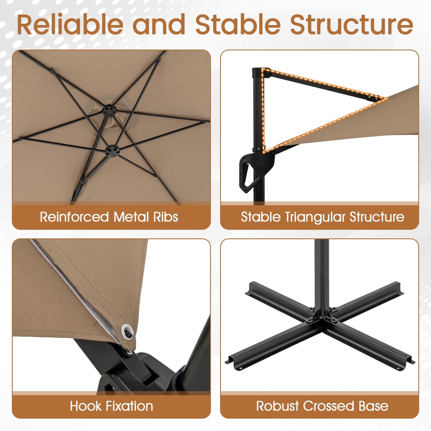 Tangkula 9 FT Cantilever Patio Umbrella for Pool Backyard Garden Deck