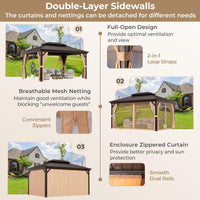 Tangkula 12x16 Ft Hardtop Double-Roof Patio Gazebo