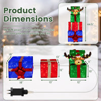 Tangkula Christmas Lighted Animated Pop-up Reindeer in Stacked Gift Boxes