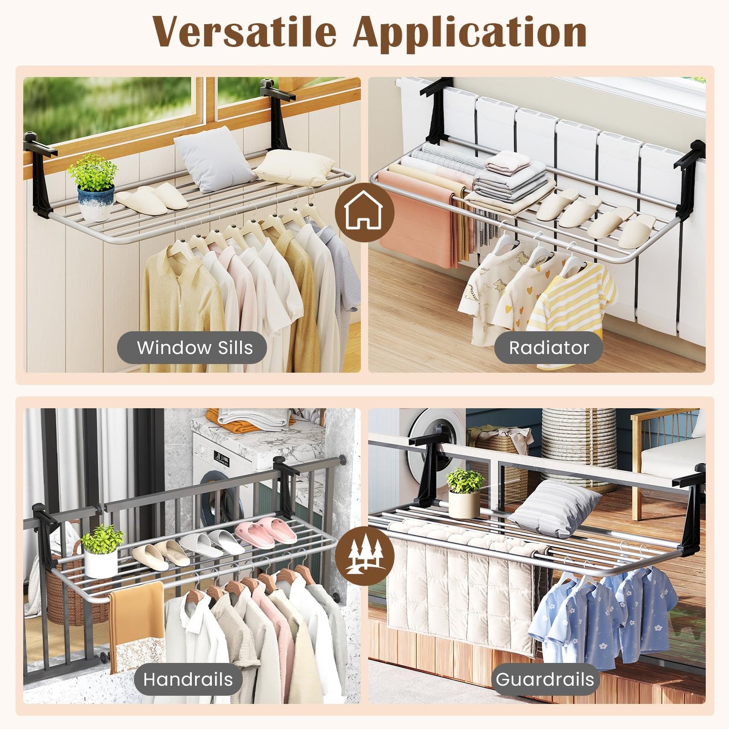 Tangkula Portable Clothes Drying Rack for Indoor & Outdoor Use