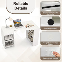 Tangkula White Desk with Storage Drawer & 4 Shelves