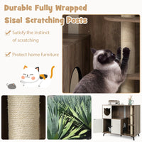 Tangkula Cat Litter Box Enclosure, 5-in-1 Enlarged Hidden Litter Box Furniture with Cat Condo