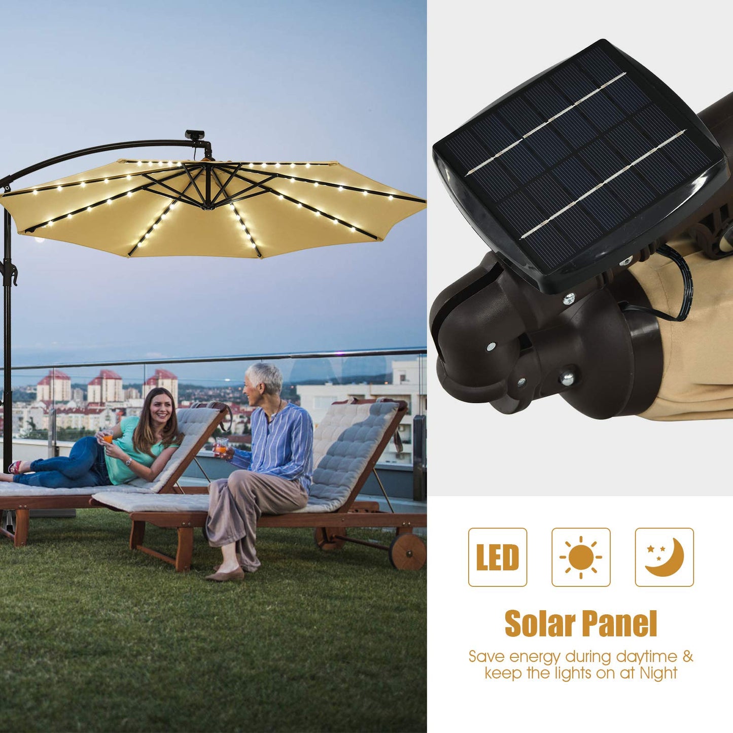 TANGKULA 10 Ft Patio Offset Umbrella for Backyard