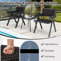 Tangkula 3 Pieces Patio PE Wicker Bistro Set