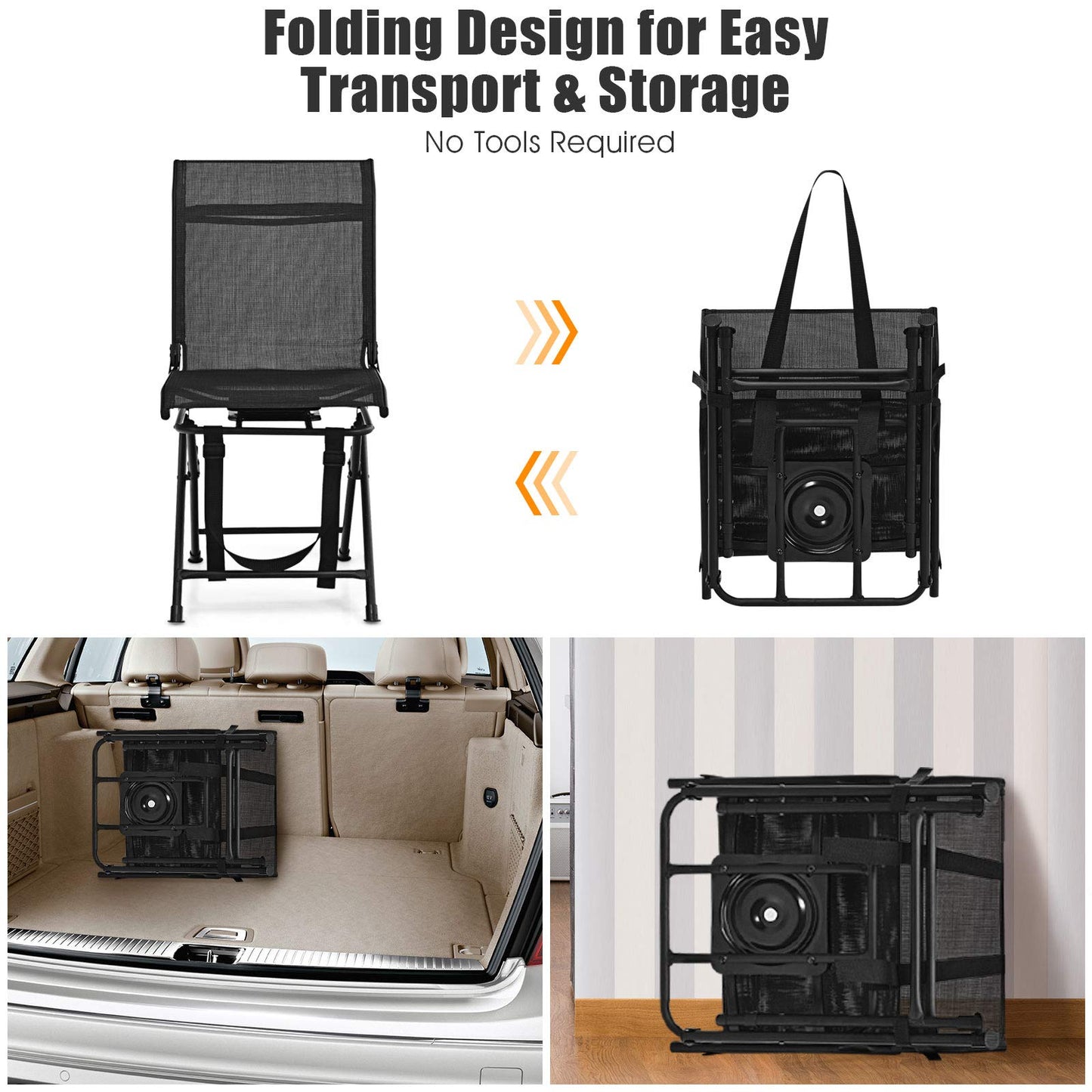 Tangkula 360-degree Swivel Blind Chair, Foldable Free Rotation Hunting Chair, Chair for Camping, Hunting, Fishing