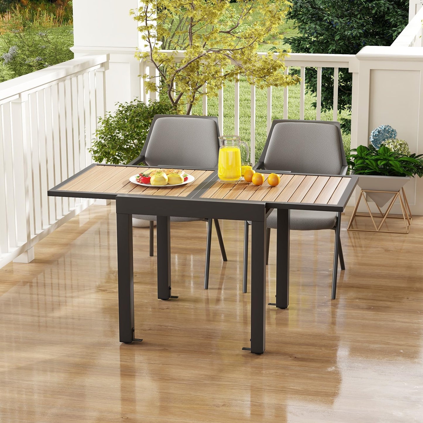 Tangkula Extendable Outdoor Dining Table Patio Dining Table