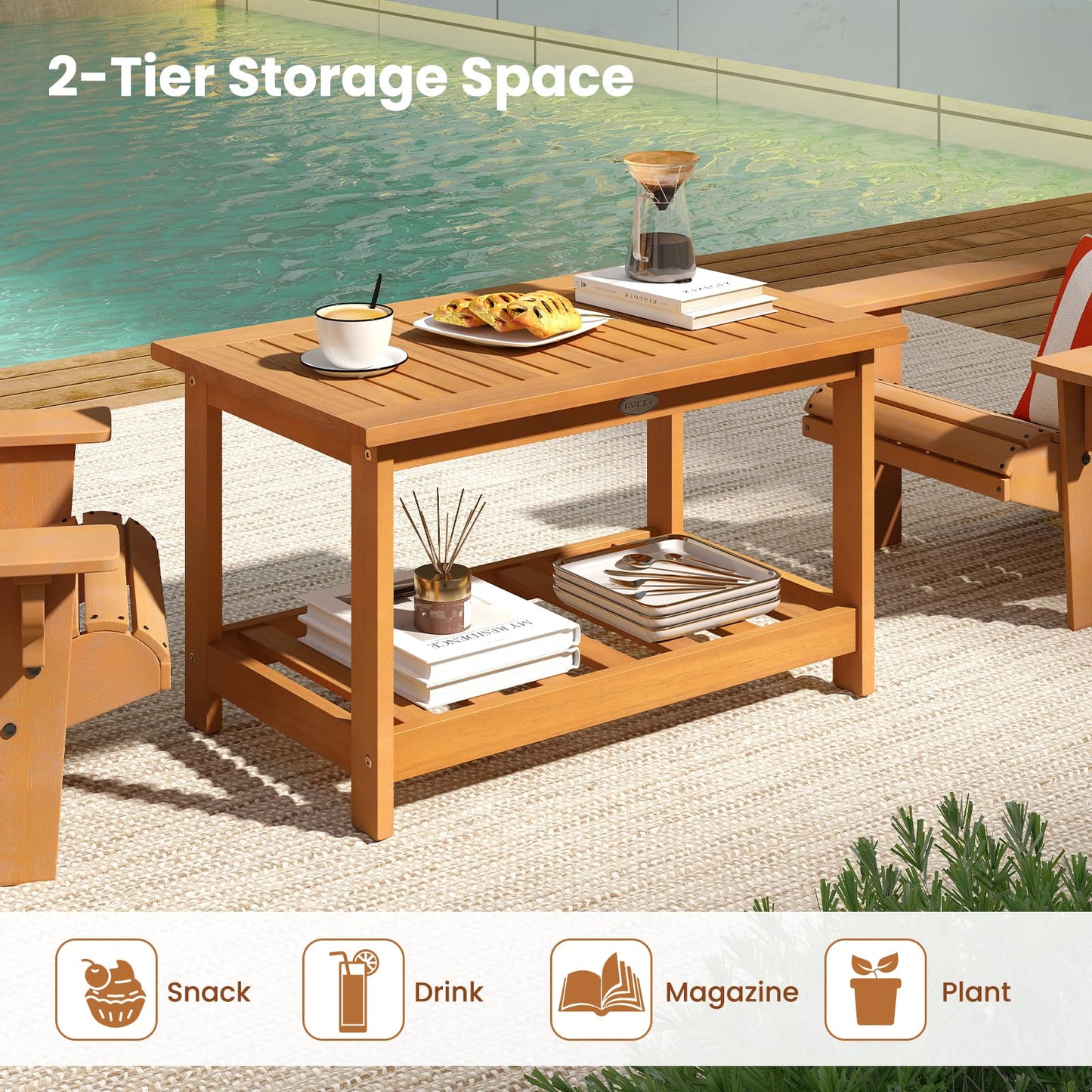 Tangkula Table basse d'extérieur en bois d'acacia