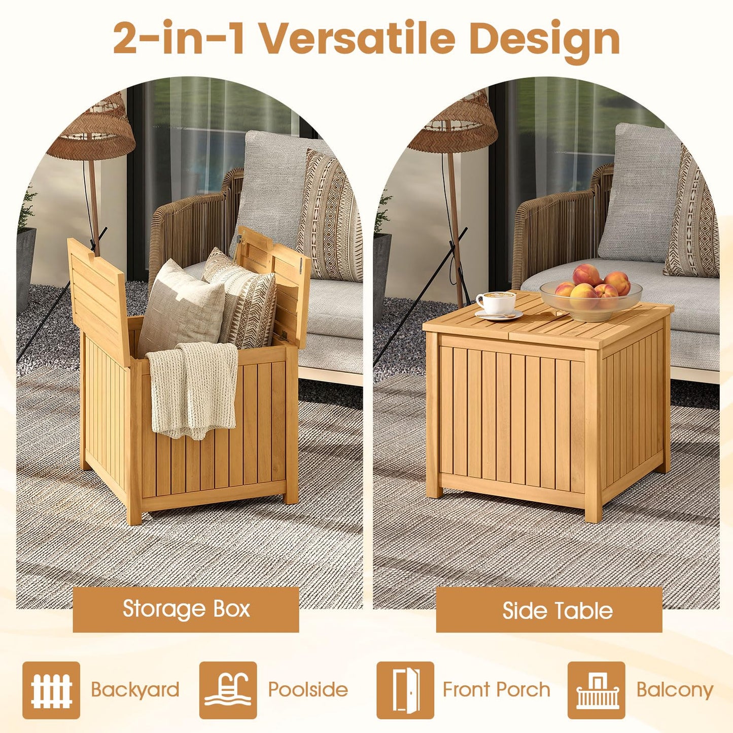 Tangkula 2-in-1 Outdoor Side Table with Storage