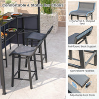 Tangkula 3 Piece Patio Bar Set for BBQ Party Poolside Garden