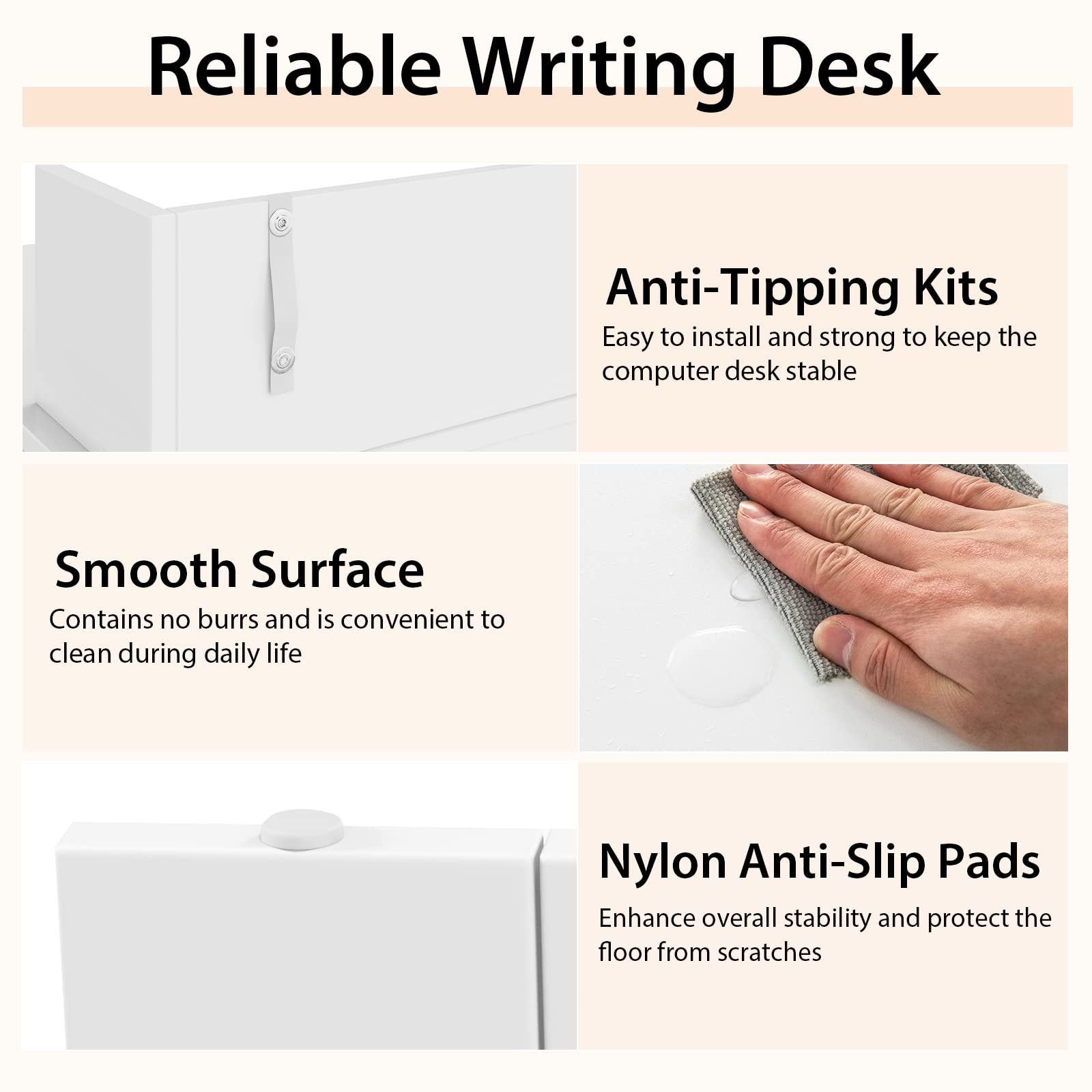 48" White Desk with Storage Bookshelf - Tangkula