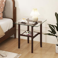 Tangkula Table d'appoint carrée en verre de 61 cm pour salon