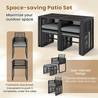 Tangkula 5 Pieces PE Wicker Patio Dining Set  with Cushions