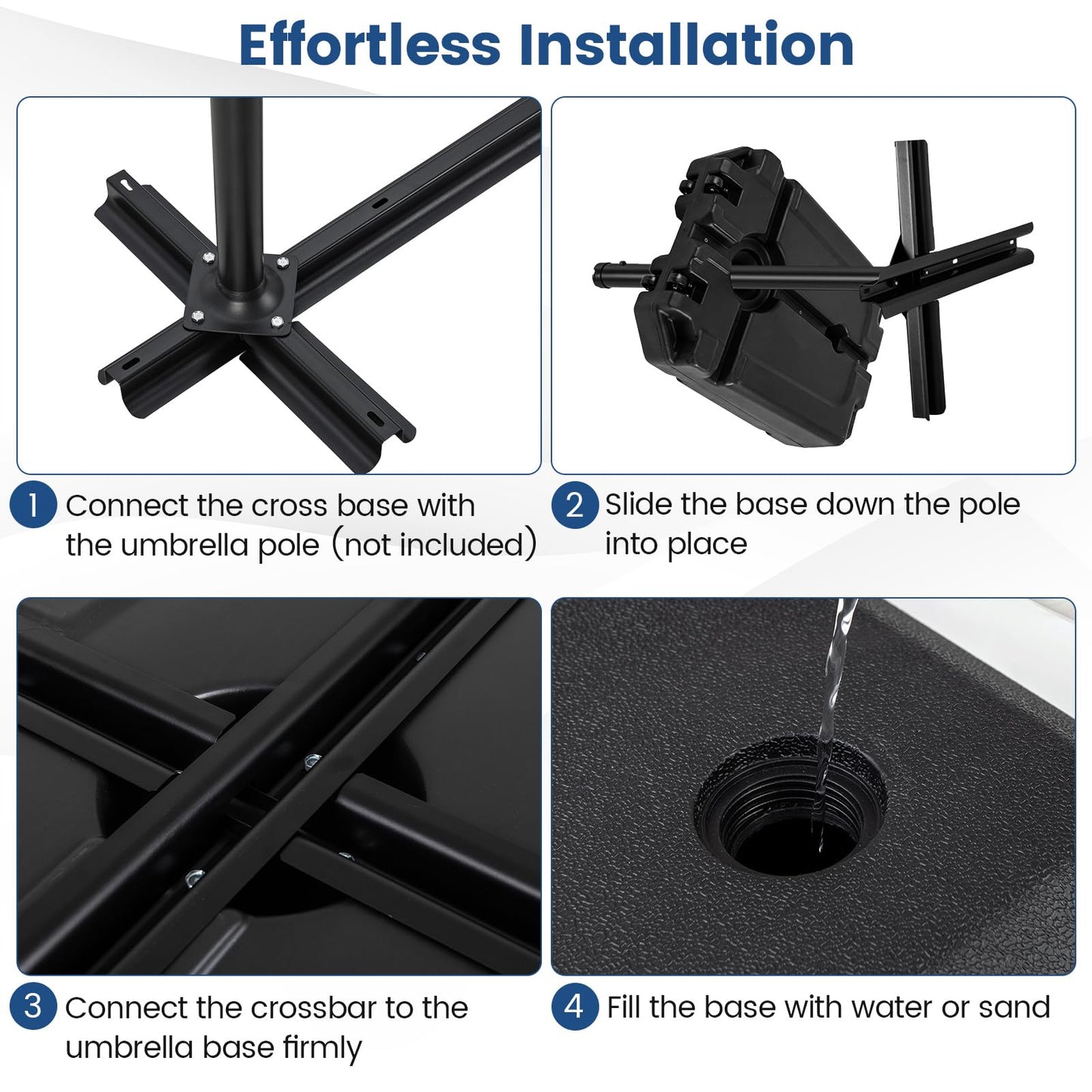 Tangkula 165 Lbs Cantilever Umbrella Base with 2 Wheels