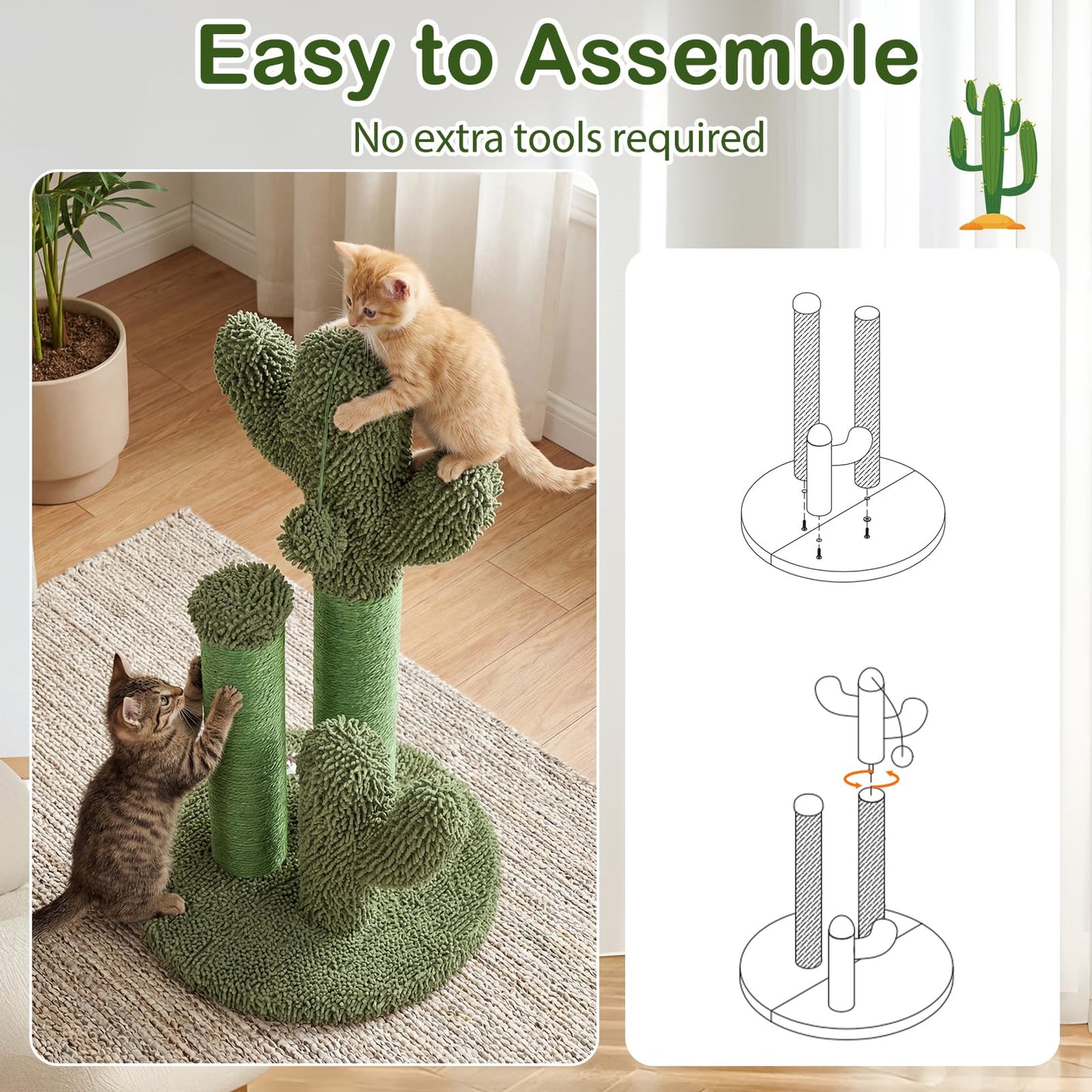 Tangkula Cactus Cat Scratching Post Small Cat Tree Tower